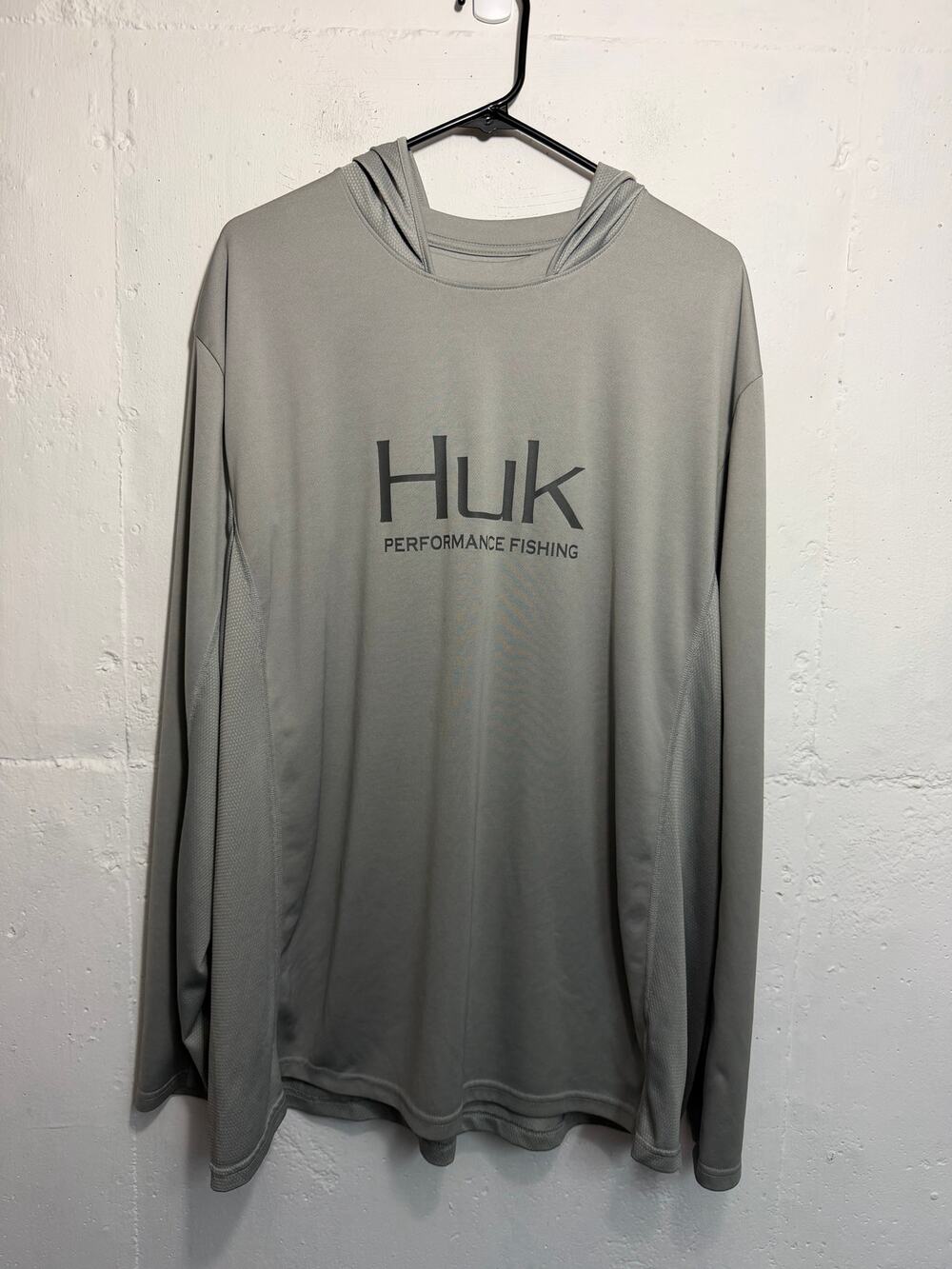 HUK Mens FIshing Hooded Long Sleeve XXXL Gray